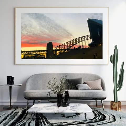 Harbour Bridge and Opera House at Sunset framed room view
